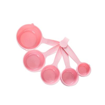 China Wholesale Stocked Custom Logo Pink Cake Measuring Cup and Spoon Set of 5 for sale