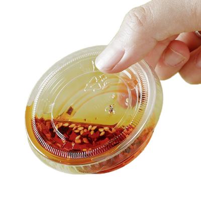 China 1oz Small Sauce Biodegradable Plastic Cup Disposable Eco Friendly Stocked Seasoning Cup With Lid Soy Takeout Cup for sale