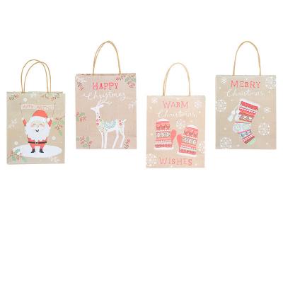 China Festival Christmas Gift Recyclable Paper Bag Printing Kraft Paper New Year Packing Bag Twist Paper Handle for sale