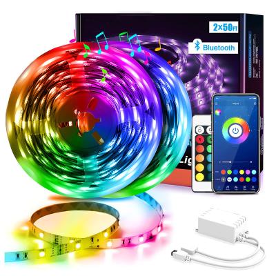 China House/Hotel/Office/Theme Park/Garden/Warehouse App Control Outdoor Led Light For Bedroom Bar Garden Music Sync Color Changing 5050 RGB Smart Led Strip Lights for sale