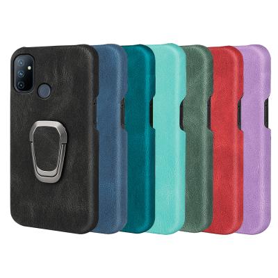 China Shockproof For OnePlus Nord N100 Rotating Finger Ring Kickstand PU Phone Case Cover for sale