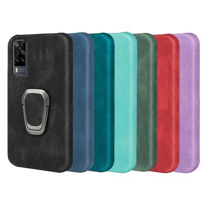 China Shockproof For vivo Y31 Rotating Finger Ring Kickstand PU Phone Case Cover for sale