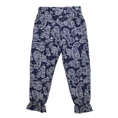 China Anti-pilling Custom Logo Flower Printed Casual Girls Comfortable Long Pants for sale