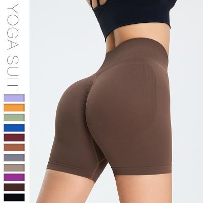 China Breathable 2023 New Seamless High Waisted Butt Lift Yoga Crac! crack! Shorts Fitness Women Sport Workout Gym Biker Yoga Shorts for sale