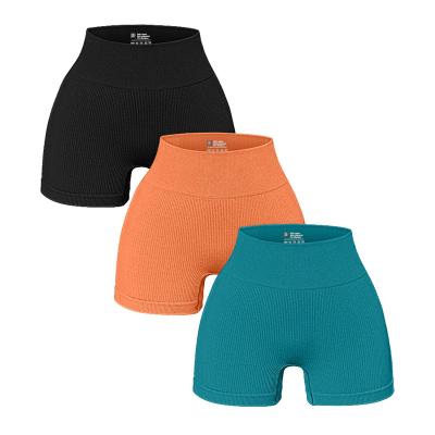 China Breathable Yoga Shorts Ribbed Sporty Seamless Workout High Waist Leggings for sale