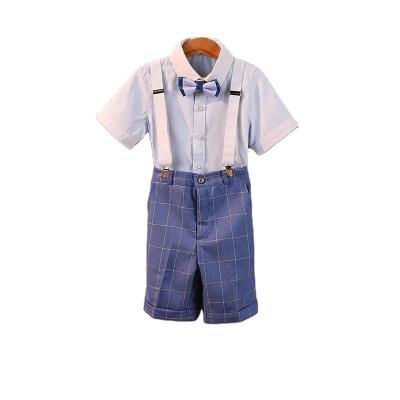 China Formal in Kids Boys Running Wedding Suits Vest Striped Shirt Pants Formal Baby Summer Party Sets Blue1--6-10Years for sale