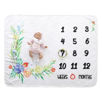 China Anti-pilling 100% Polyester Fleece One Side Printing Monthly Baby Milestone Blanket for sale