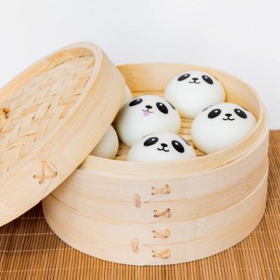 China Amazon Sustainable Hot Sale 10 Inch Bamboo Steamer Dumpling Basket Set for sale