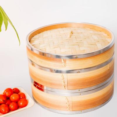 China Amazon Sustainable Hot Selling Bamboo Food Steamer for Home and Breakfast Shop, Small Bamboo Steamer for sale