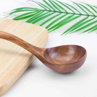 China Viable Cheap Large Wooden Hot Pot Spoon Craft, Curved Handle Cutlery Home Spoon for sale