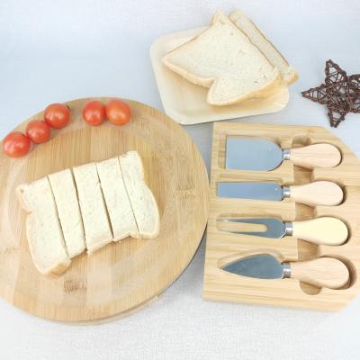 China Factory Price Viable Wholesale Custom Logo Wooden Deli Bamboo Tray and Cheese Serving Board Set With With Cutlery Set for sale