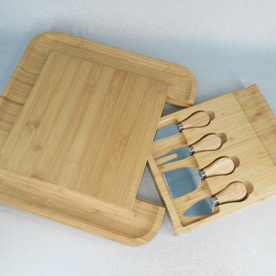 China XIANGTENG Atsugi Sustainable Bamboo Cutting Board and Knife Set Deli Meat Tray Cheese Serving Board with Cheese Knife for sale