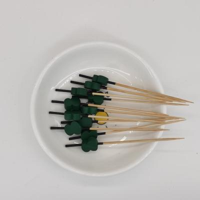 China Customized Disposable Round Colorful Heart 12cm Bamboo Meat BBQ Grill Easily Cleaned/Sharp Fruit Stick Spits BBQ Tools for sale