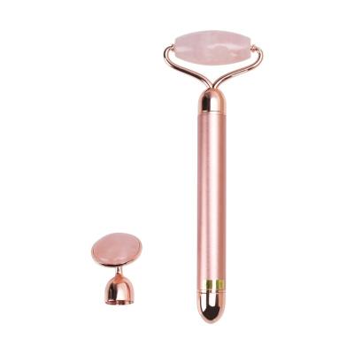 China Waterproof Electric Vibration Rose Quartz Jade Face Lift Skin Care Roller for sale