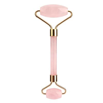 China Whitening 100% Natural Handmade Jade Roller Rose Quartz Stone Massager Rose for Face for sale