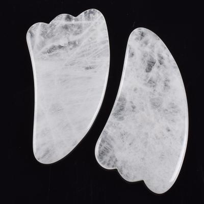 China White Rose Quartz Crystal Guasha Therapy Body Guasha Massage Guasha Board Guasha Jade Stone Gua Sha Tools for Face for sale