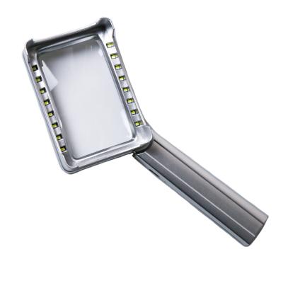 China ABS+acrylic lens new with 16 LED lights USB magnifying glass portable elderly reading handheld rectangular magnifying glass for sale