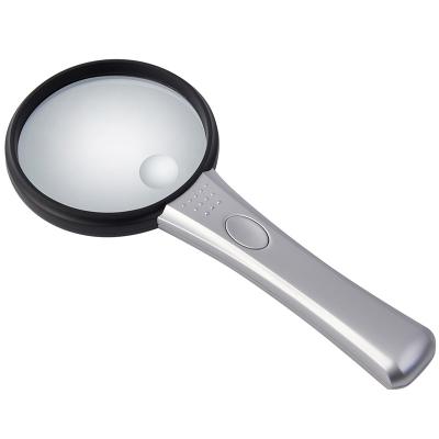 China ABS+ 90MM Acrylic Lens Handheld Reading Magnifier Ultra Clear Acrylic Lens Handheld Reading Magnifier With LED Light for sale