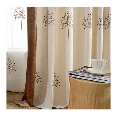 China Factory Direct Blackout Elegant Cheap Vertical Tree Bedroom Office Room Canvas Window Curtain for sale