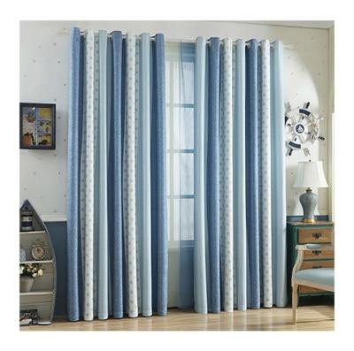 China Window Direct Elegant Cheap Vertical Blue Curtain Blackout Star Factory Cloth Fabric For Living Room for sale