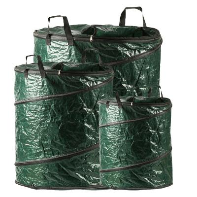 China Recyclable Collapsible Outdoor Garden Trash Bags With Double Handles Bucket for sale