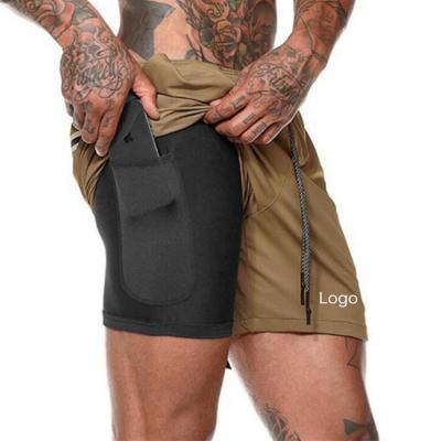 China Professional Wholesale Custom Anti-Wrinkle 2 in 1 Mesh Breathable Track Jogger Gym Striped Shorts Running Men's Sports Fitness Shorts Workout for sale