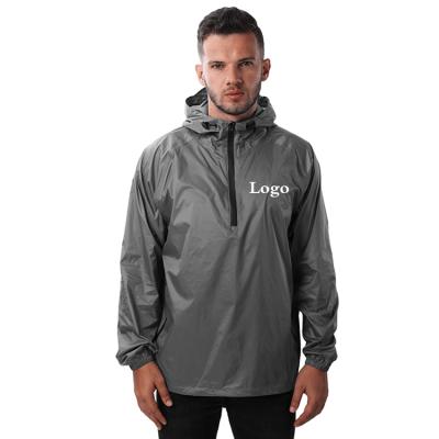 China Custom Logo 100% Nylon Waterproof Lightweight Windbreaker Rain Jacket for sale