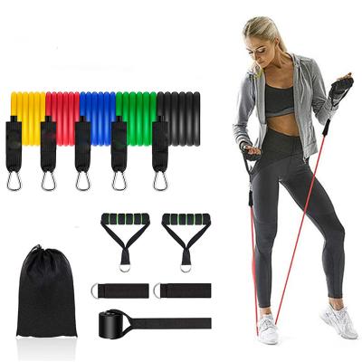 China High Quality Durable 11Pcs Gym Resistance Tubes Color Box Packing Band Sets for sale