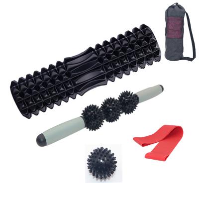 China Durable 33CM Set 5PCS Yoga Train Massage Exercise Relax Roller Fascia And Massage Stick Fitness Yoga Sets for sale