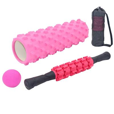 China 2021 New 45cm Durable Yoga Equipment Customized Gym Foam Roller Set Massage 4Pcs Sets for sale