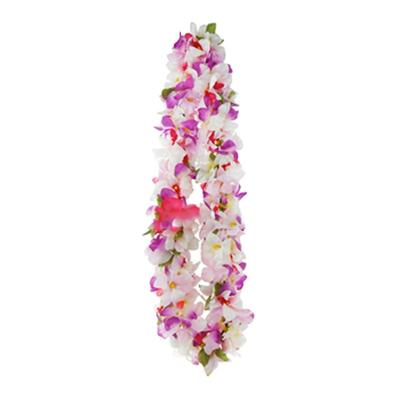 China Cheap Plastic Hawaiian Polyester Flower Leis Decoration Flower Leis Garland for sale