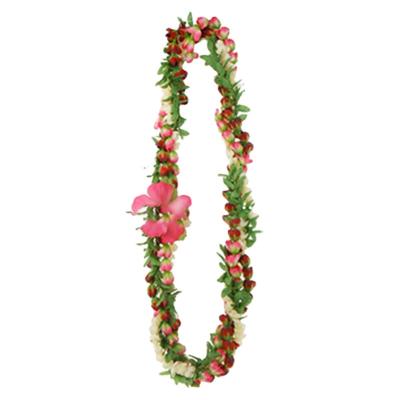 China Wholesale Polyester Leis Necklace Flower Hawaii Decoration Party Polyester Promotion Hawaiian Garland for sale