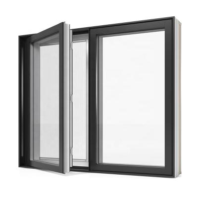 China NFRC Modern Design Low-e Swing Hurricane Proof Aluminum Double Casement Glass Window for sale