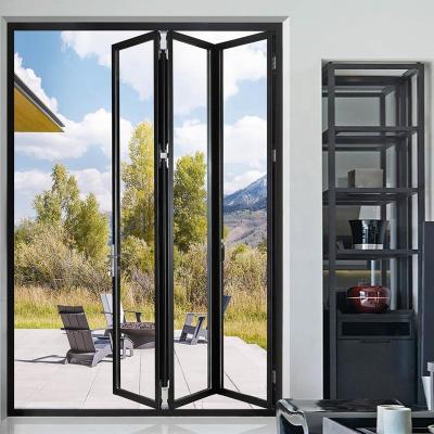 China Anti-theft Interior Bifold Design Aluminum Glass Folding/Balcony Sliding Door Bifolding Door For Villa for sale