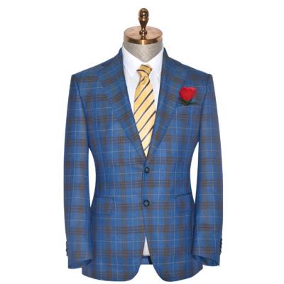 China Anti-wrinkle hot product advertised woolen cloth suit elegant men's suit high quality plaid suit for man wedding for sale