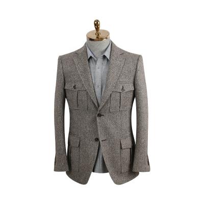 China new stylish Anti-wrinkle tweed chasing suits woolen fabrics gentlemen men's fancy clothes suits best men's suit set for sale