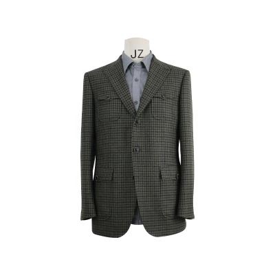 China Anti-wrinkle top fabric suit fashion tweed woolen fabrics plaid man tailor made hunting suit for sale