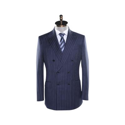 China Top Quality Anti-Wrinkle Mens Suit Popular Fine Dark Blue Classic Wool Fabrics Mens African Suits Double Breasted Blazer For Men for sale