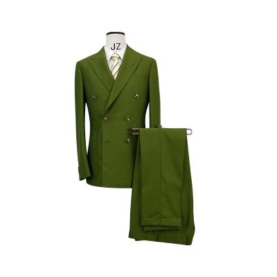 China New Design Spring Anti-wrinkle Style Half Canvas Suit Men's Formal Suit Fashion Green Men Wedding Suits for sale