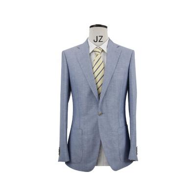 China Blue Slim Fit Mens Suit Anti-wrinkle High Quality Woolen Canvas Half Formal Suit For Wedding for sale