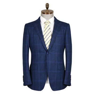 China Anti-wrinkle most popular suit half linen suits bespoke woolen fabric plaid men's classic suit for sale