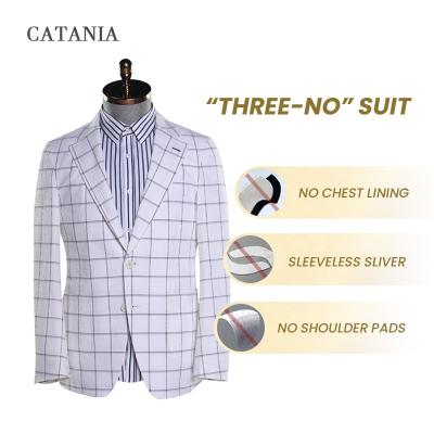 China Anti-Wrinkle Interesting Fabrics Cotton Seersucker Suit Design Buy Custom Made Man Classic Suit For Business for sale