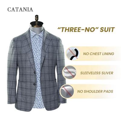 China Anti-wrinkle factory directly supply custom made classic man suit dress plaid suit for men for sale