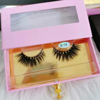 China Luxury natural pink rectangle lashes private label case long drawer color box for 3d mink lahes wholesale for sale