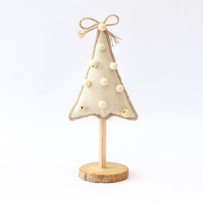 China Mini Christmas Tree Desktop Wooden Christmas Cloth Ornaments Christmas Party Navidad Gifts New Year Home Decorations for sale