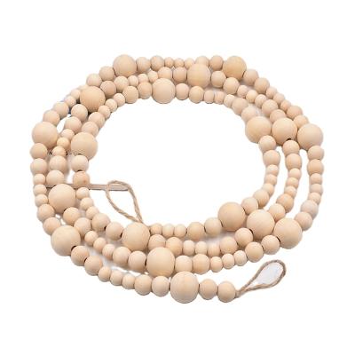 China China Natural Wooden Beads Garlands Pearl Hemp Rope Beaded Children's Decoration Craft Home Pendant for sale