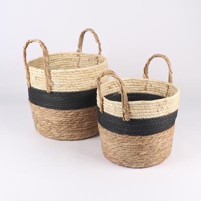 China Sustainable Natural Vegetable Plankton Basket With Plastic Handwoven Vegetable Plankton Planter Storage Basket for sale