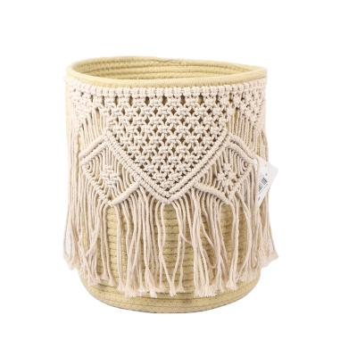 China Viable Wholesale High Quality Home Quality Corn Storage Basket Macrame Storage Gardening Basket for sale