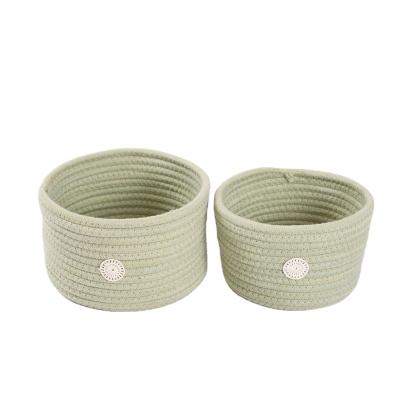 China No Storage Basket New Style Round Shape Cotton Rope Storage Basket For Home Decorative for sale