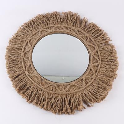 China Hand-made modern mirrors decoration bamboo wall mirror flower environmental protection living room home decoration for sale